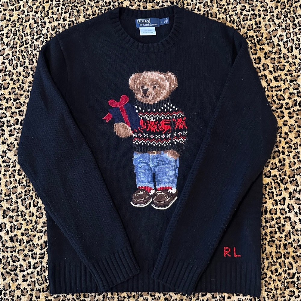 Ralph Lauren Sweater with Bear Motif, black